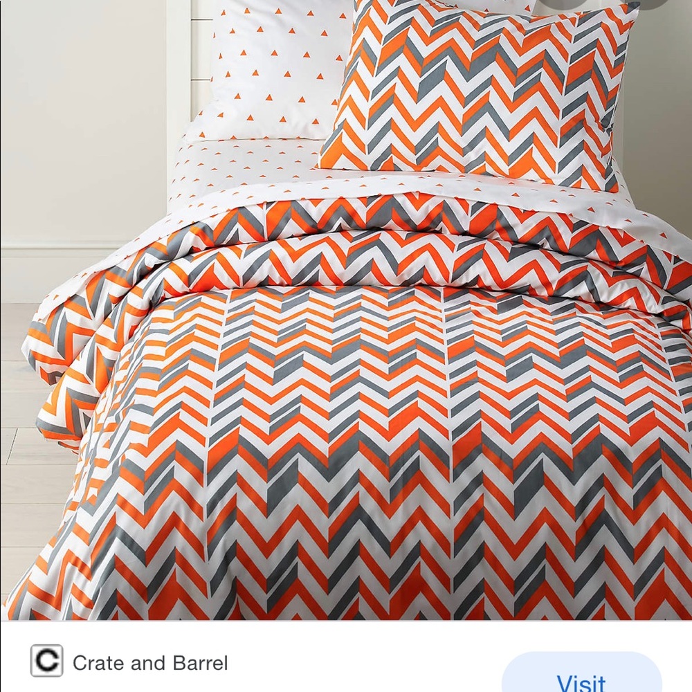 Crate and Kids orange zig zag duvet cover